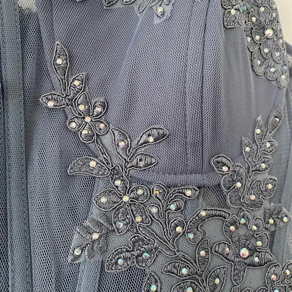 Windsor Blue Mesh Corset Prom Dress - Picture 6 of 12